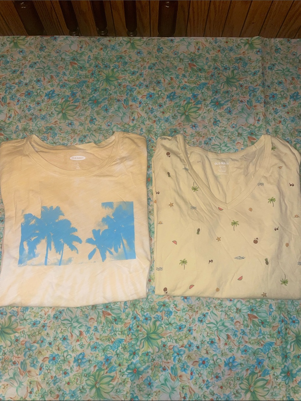 2 yellow old navy palm tree summer t-shirts (XL)